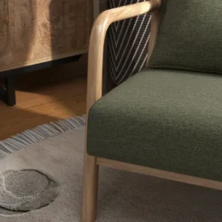 Zack-fauteuil en bois naturel et tissu trendy sauge