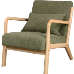 Zack-fauteuil en bois naturel et tissu trendy sauge